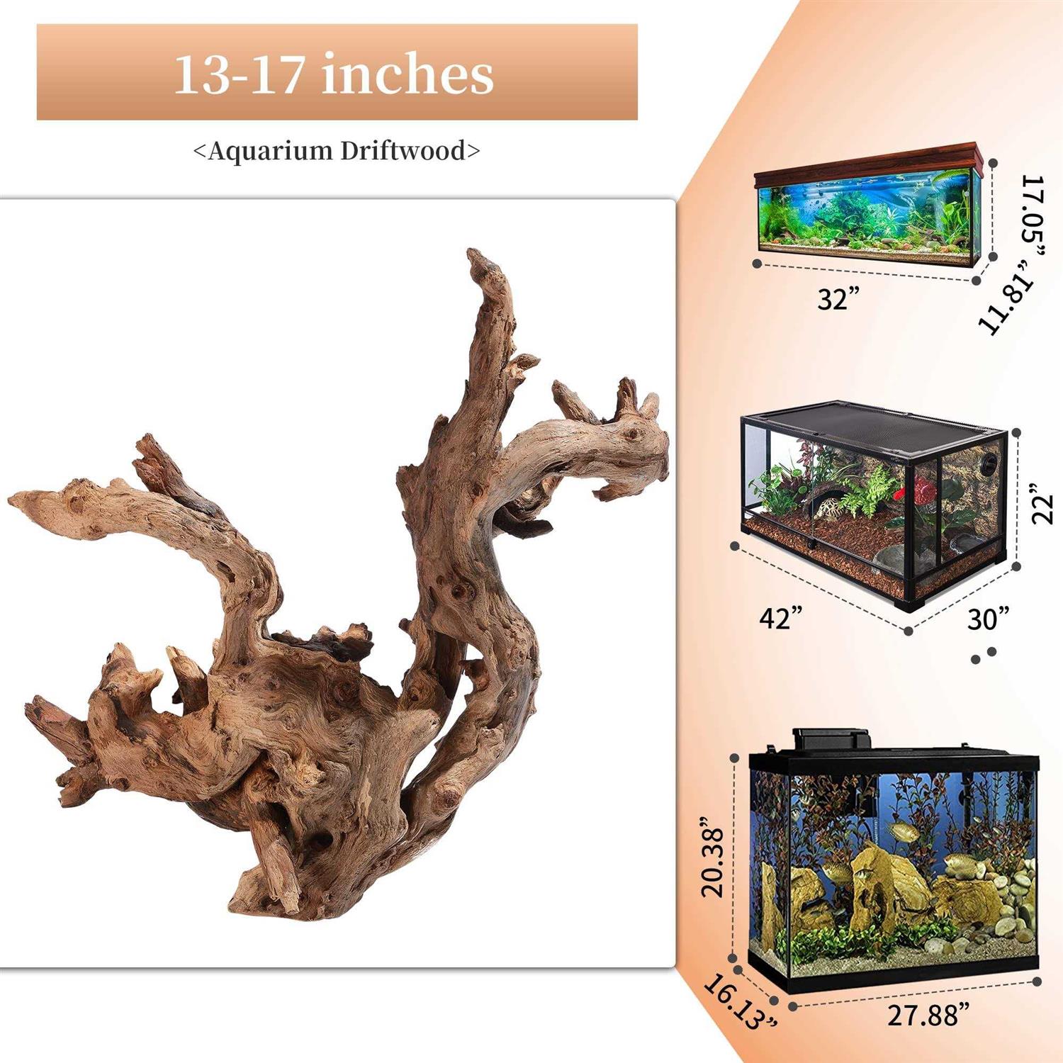 majoywoo Natural Large Driftwood for Aquarium Decor Reptile Decor 13-17 Long - Healthber