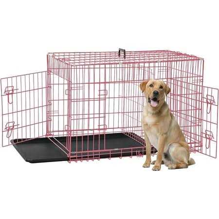 Dkelincs 42 inch Dog Crate Dog Cage for Large Dogs Foldable Metal XL Dog Kennels with 2 Doors - Healthber
