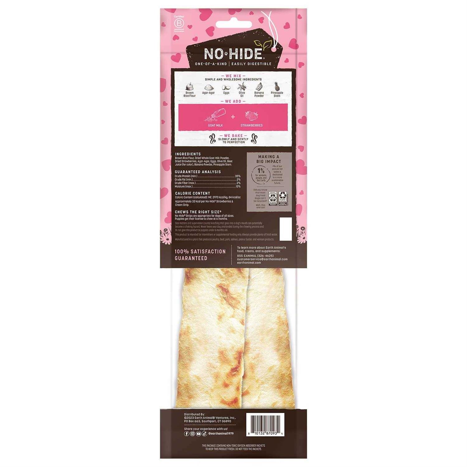 Earth Animal No-Hide Strawberries & Cream Strips Dog Treats - Healthber