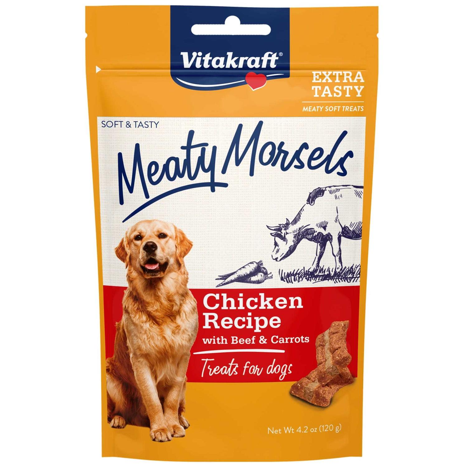 Vitakraft Meaty Morsels Chicken Recipe with Beef & Carrots Dog Treat Mini - Healthber