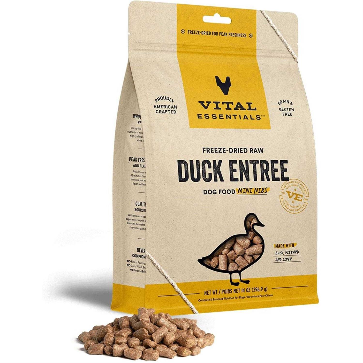 Vital Essentials Duck Entree Mini Nibs Freeze-Dried Raw Dog Food - Healthber