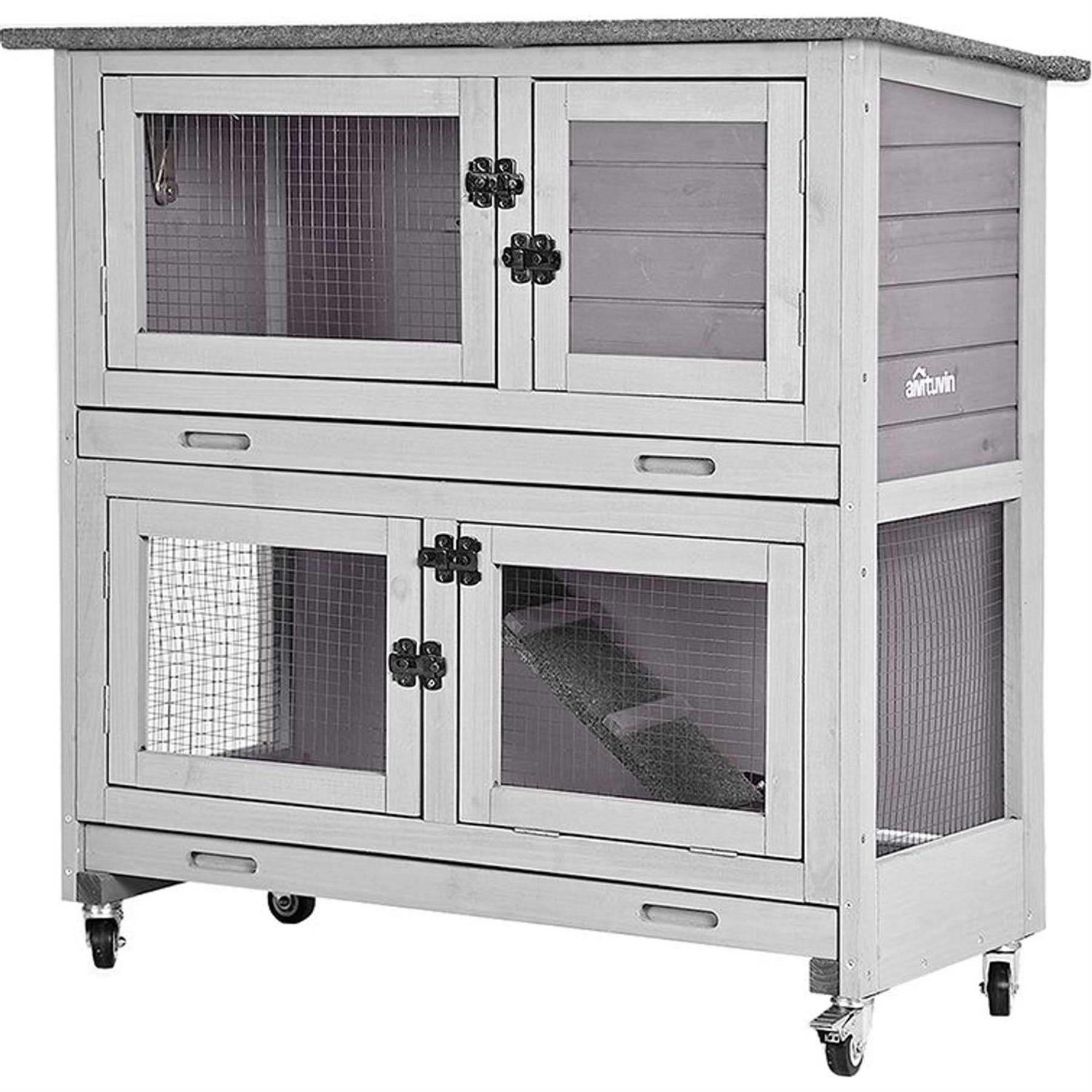 Aivituvin Outdoor Indoor Bunny Hutch with Wheels AIR77 - Healthber