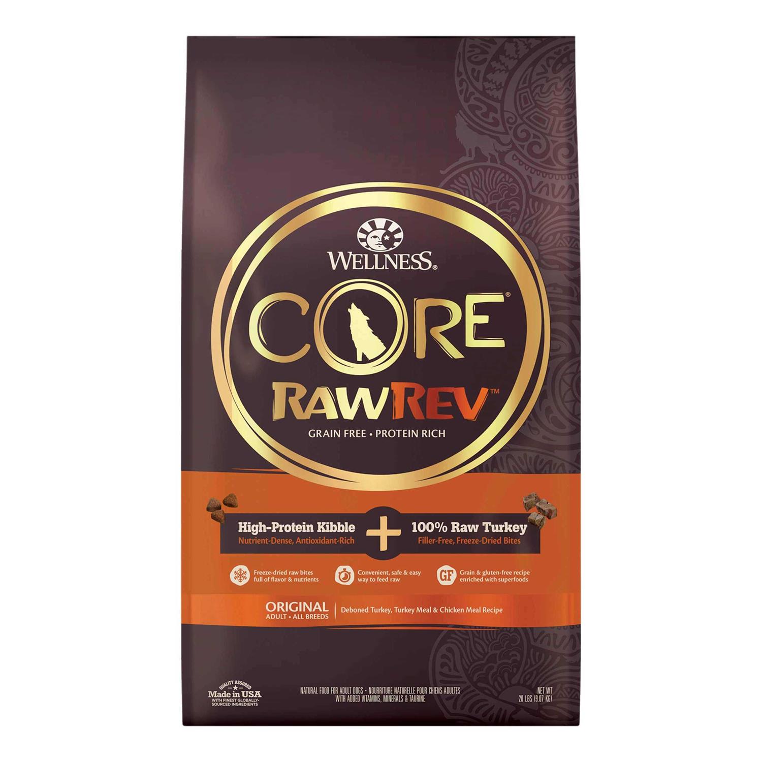 Wellness Core RawRev Natural Grain Free Original Chicken with Freeze Dried Turkey Dry Dog Food - Healthber