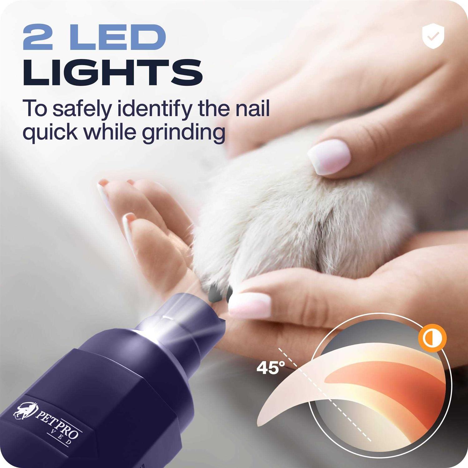PETPROVED Dog Nail Grinders Silent Dog Claw Grinder Dog Nail Grinder for Dogs Claws Safe Dog Nail Trimmer Electric Pet Nail Grinder for Dogs Nail Fil - Healthber