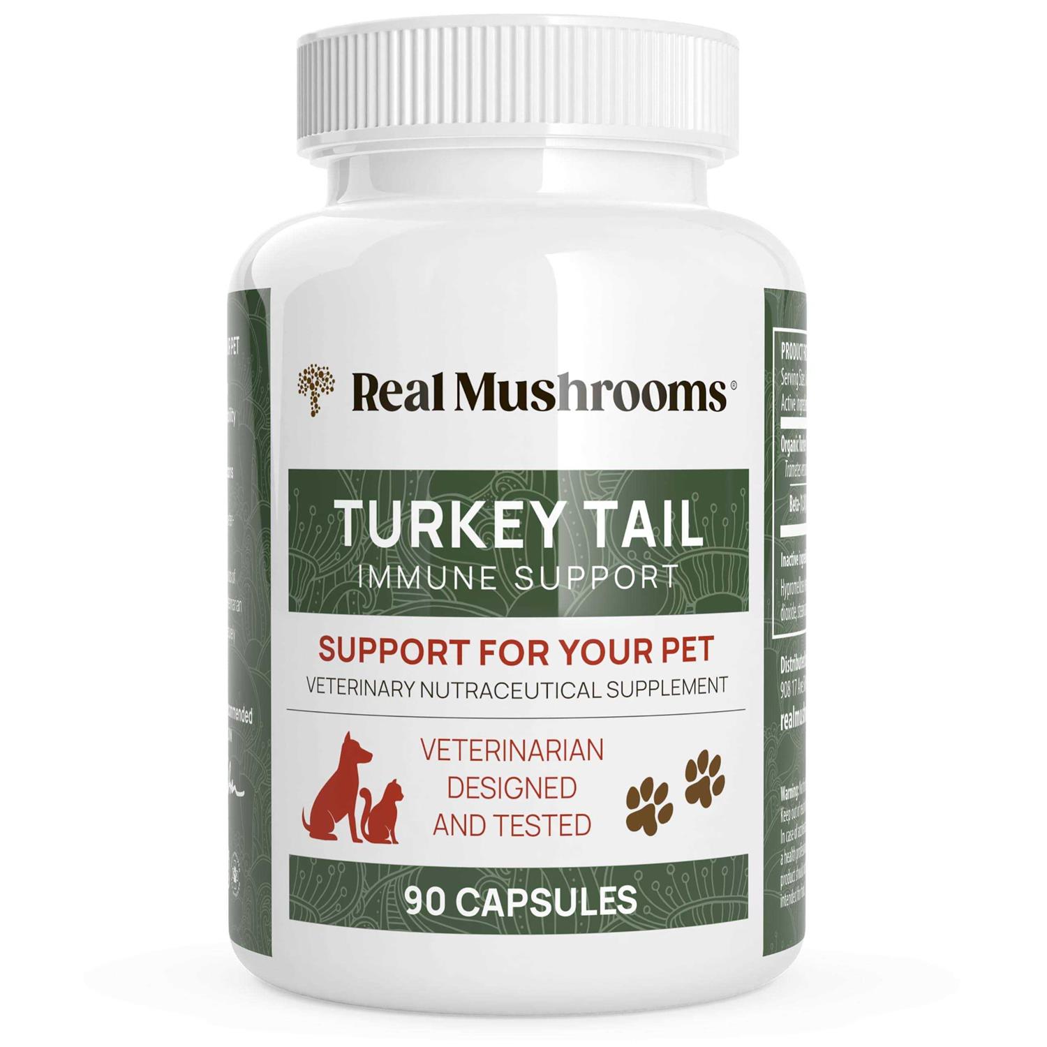 Real Mushrooms Turkey Tail Extract Capsules for Pets - Healthber