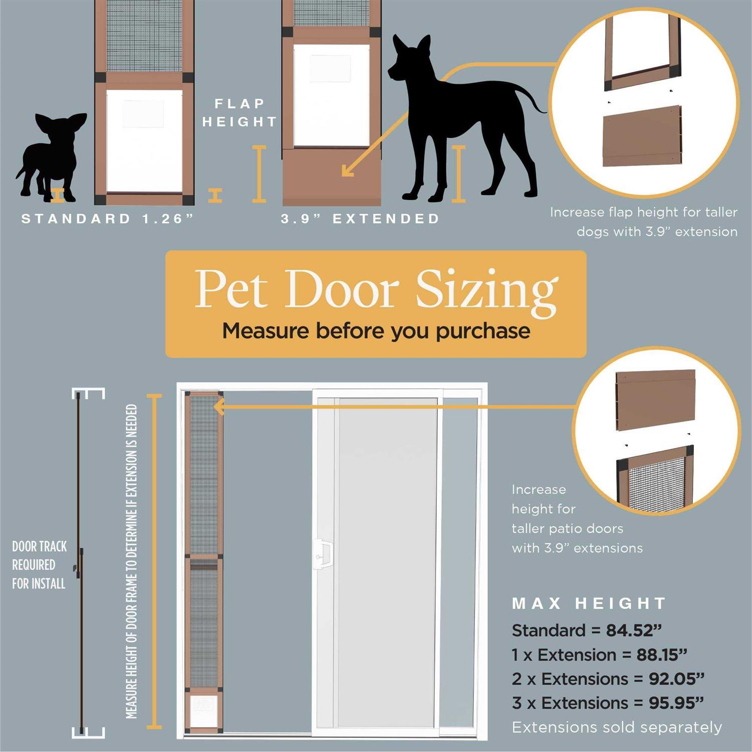 Hakuna Pets Patio Pet Door Screen Insert Panel for Sliding Doors Fits Door Track Min Ht Max Ht 84.25 - Healthber