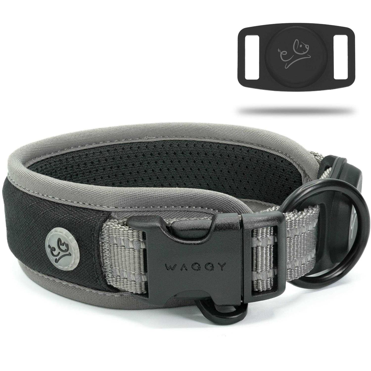 Premium Dog Collar Apple Airtag Holder – Adjustable Heavy Duty 3M Reflective No Chafing Ultra Soft Air Mesh Padded w/Quick Release Buckle Pet - Healthber