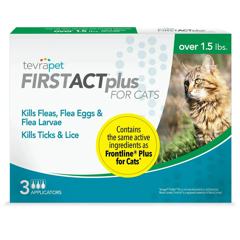 TevraPet FirstAct Plus for Cats, Over 1.5 lbs, 3 Doses - Healthber