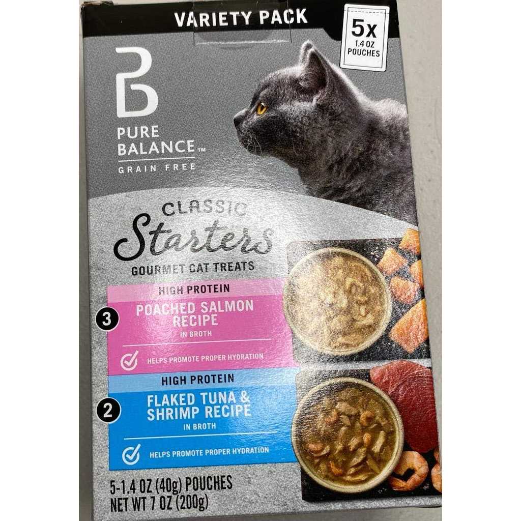 Pure Balance Salmon Tuna & Shrimp Recipe Variety Pack Gourmet Cat Treat Starters - Healthber