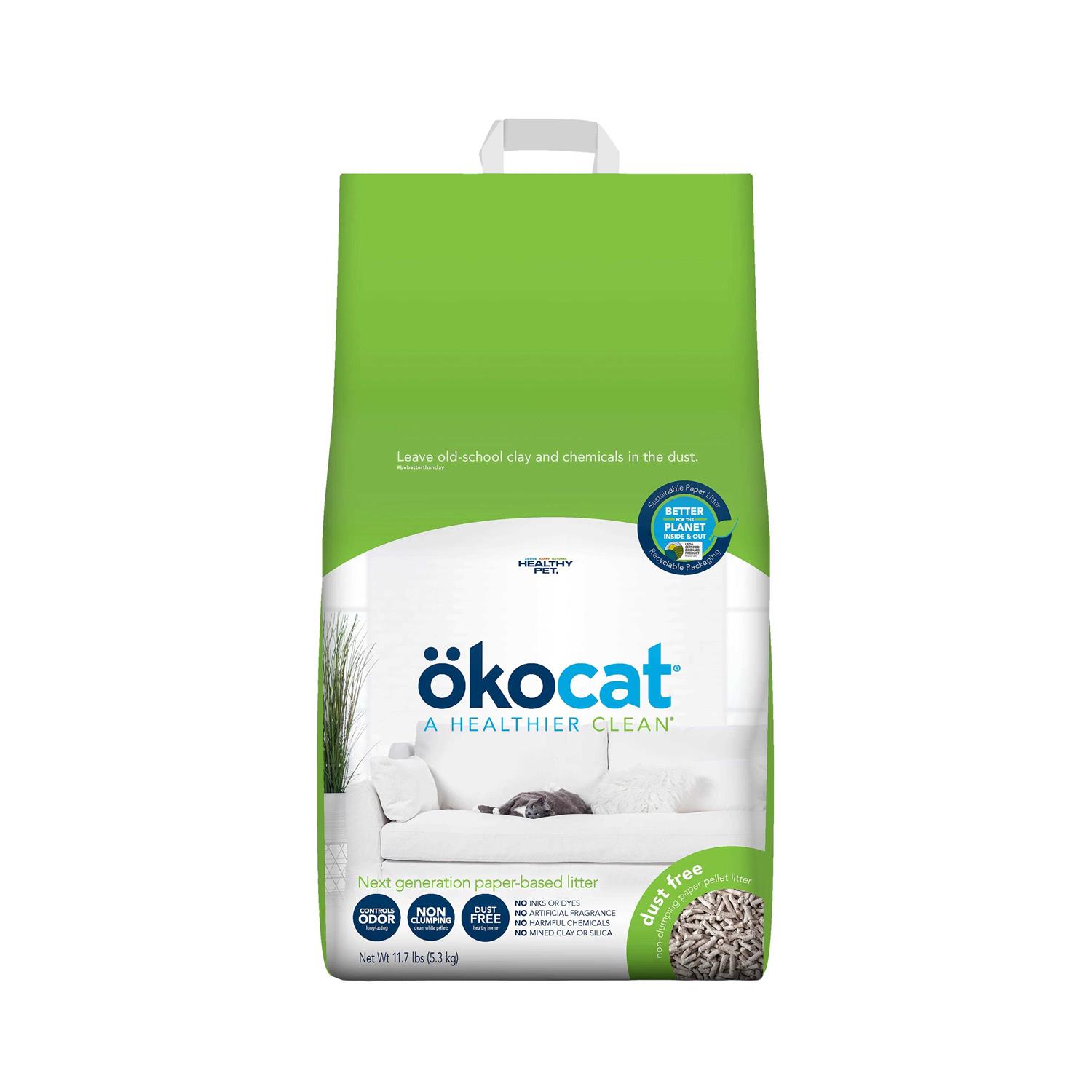 Okocat Dust Free Cat Litter Non-Clumping Paper Pellet - Healthber
