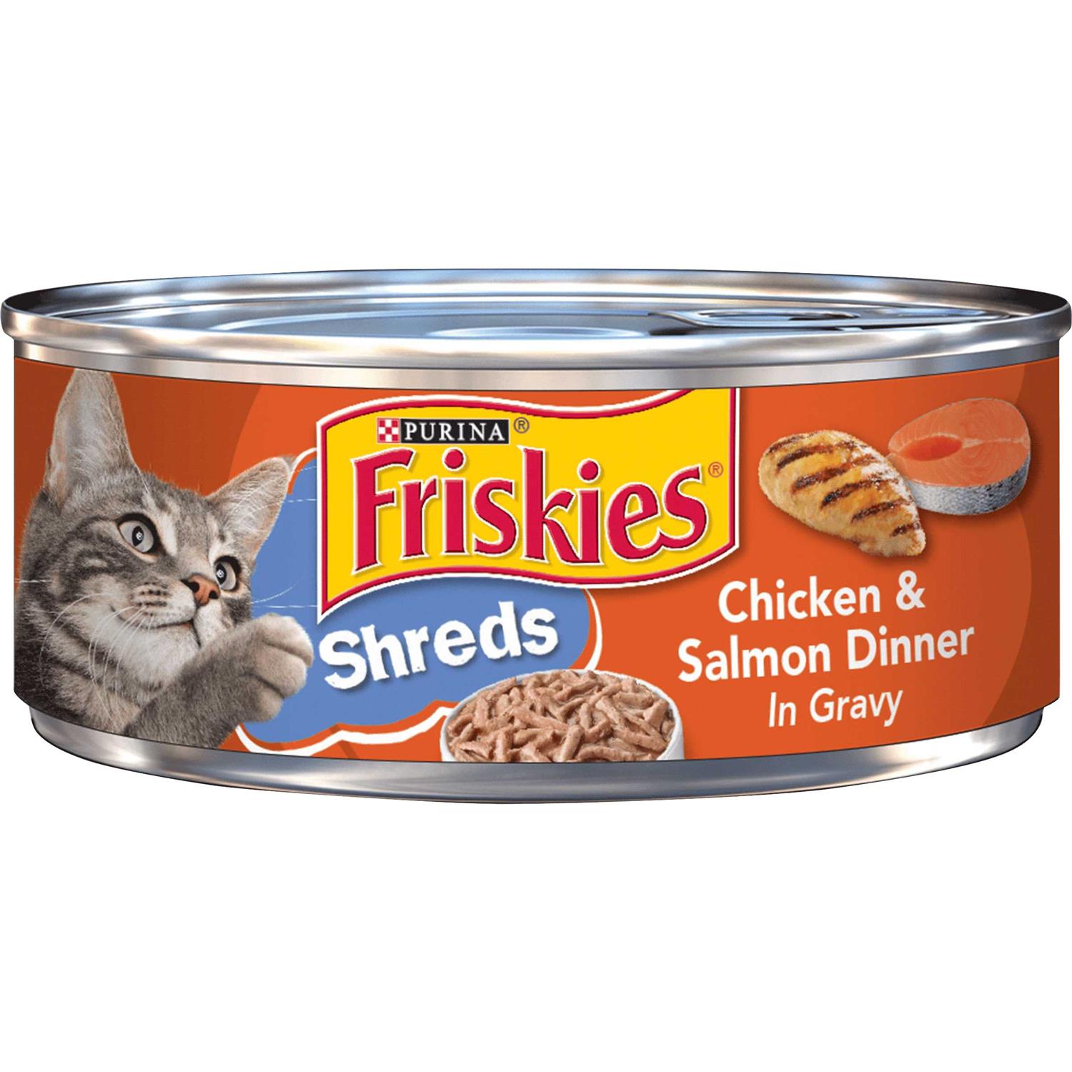 Friskies Savory Shreds Chicken & Salmon Canned Cat Food, 5.5-oz, 24 ct - Healthber