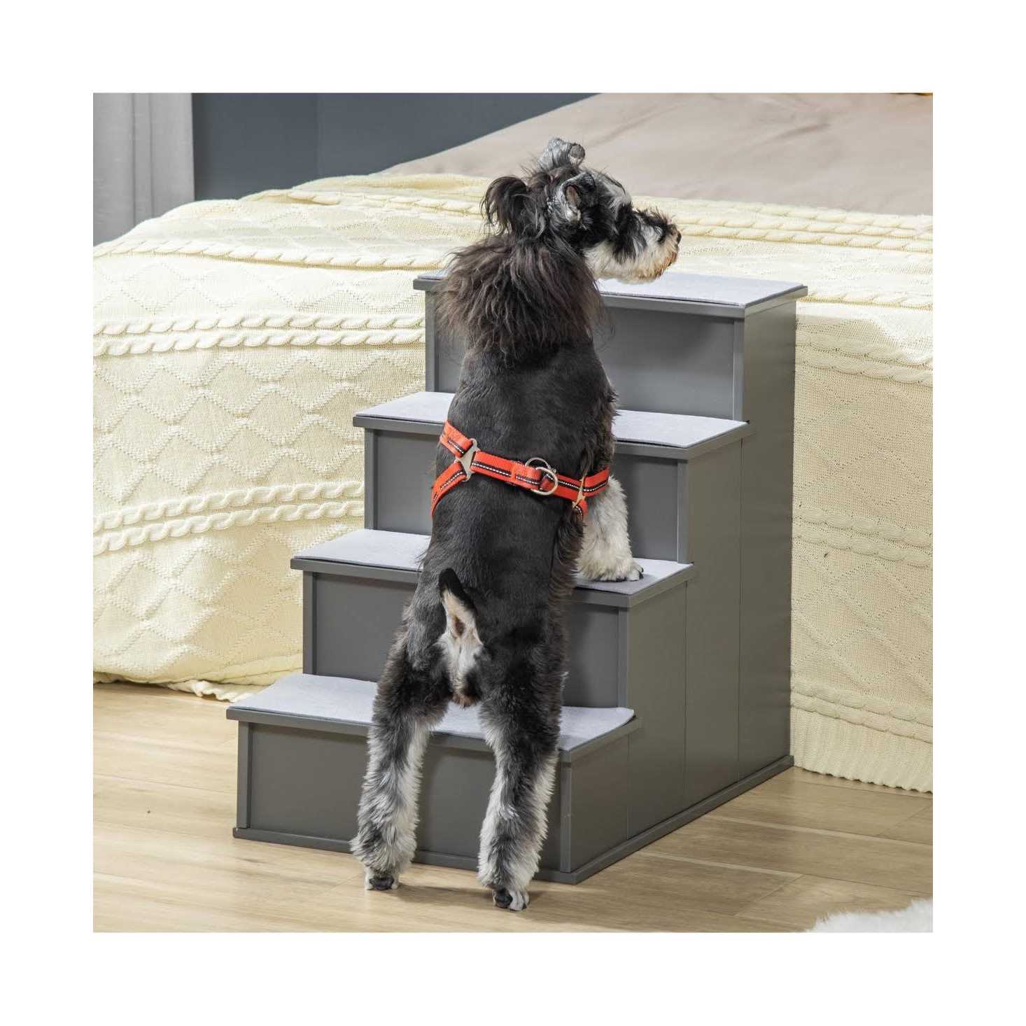 PawHut Pet Stairs, Small Pet Steps with Cushioned Removable Covering for Dogs and Cats Up to 22 Lbs - Healthber