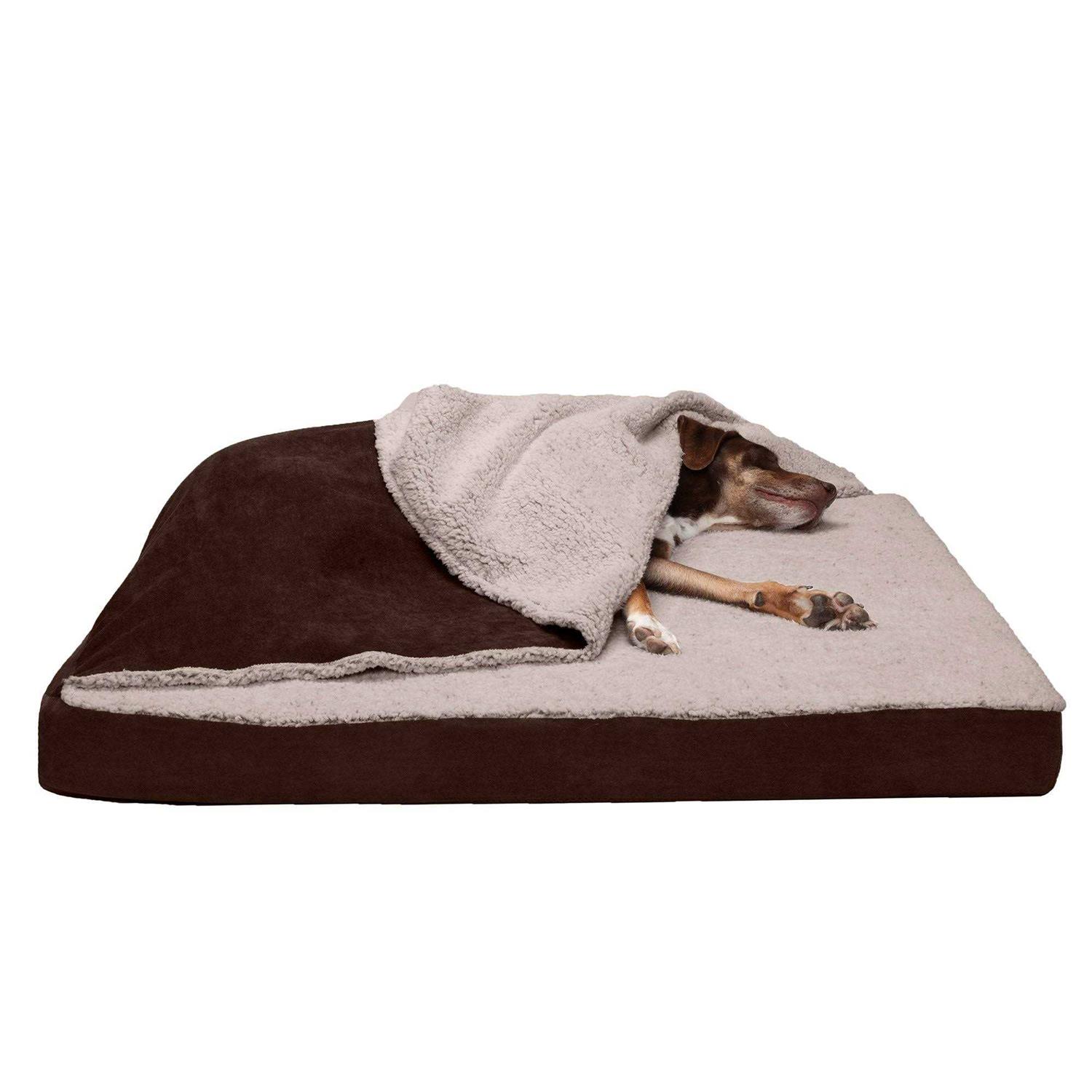 FurHaven Berber & Suede Blanket Top Top Dog Bed - Healthber