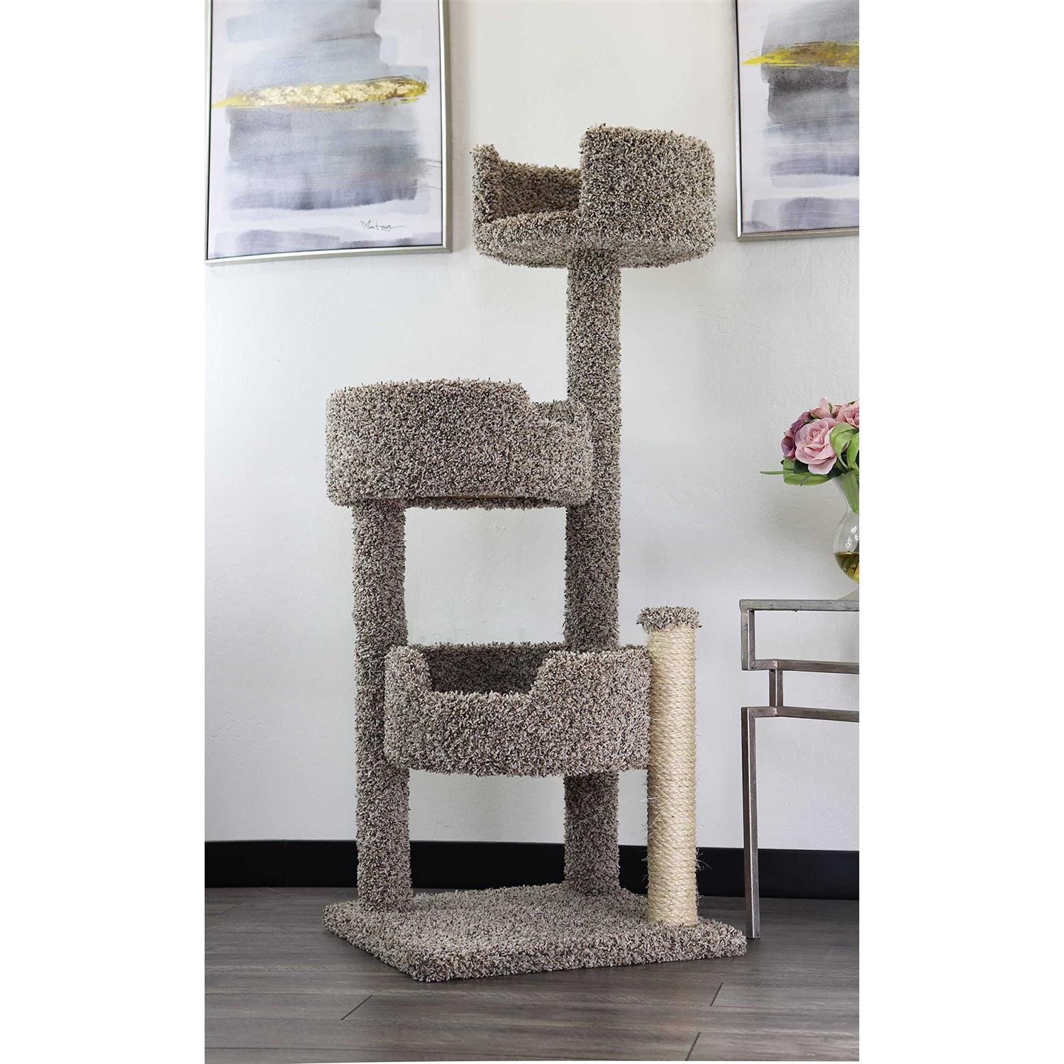 New Cat Condos Real Wood and Carpeted Cat Tree - Healthber