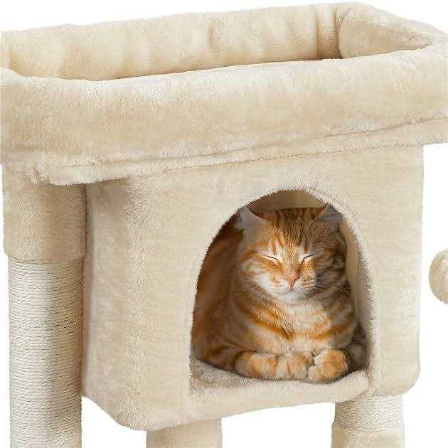 Yaheetech 2-Level 23.5-in Plush Cat Tree & Condo - Healthber