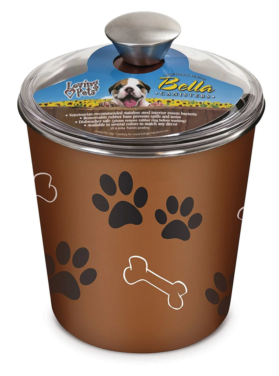 Loving Pets Bella Dog and Cat Treat Canister, Copper - Healthber
