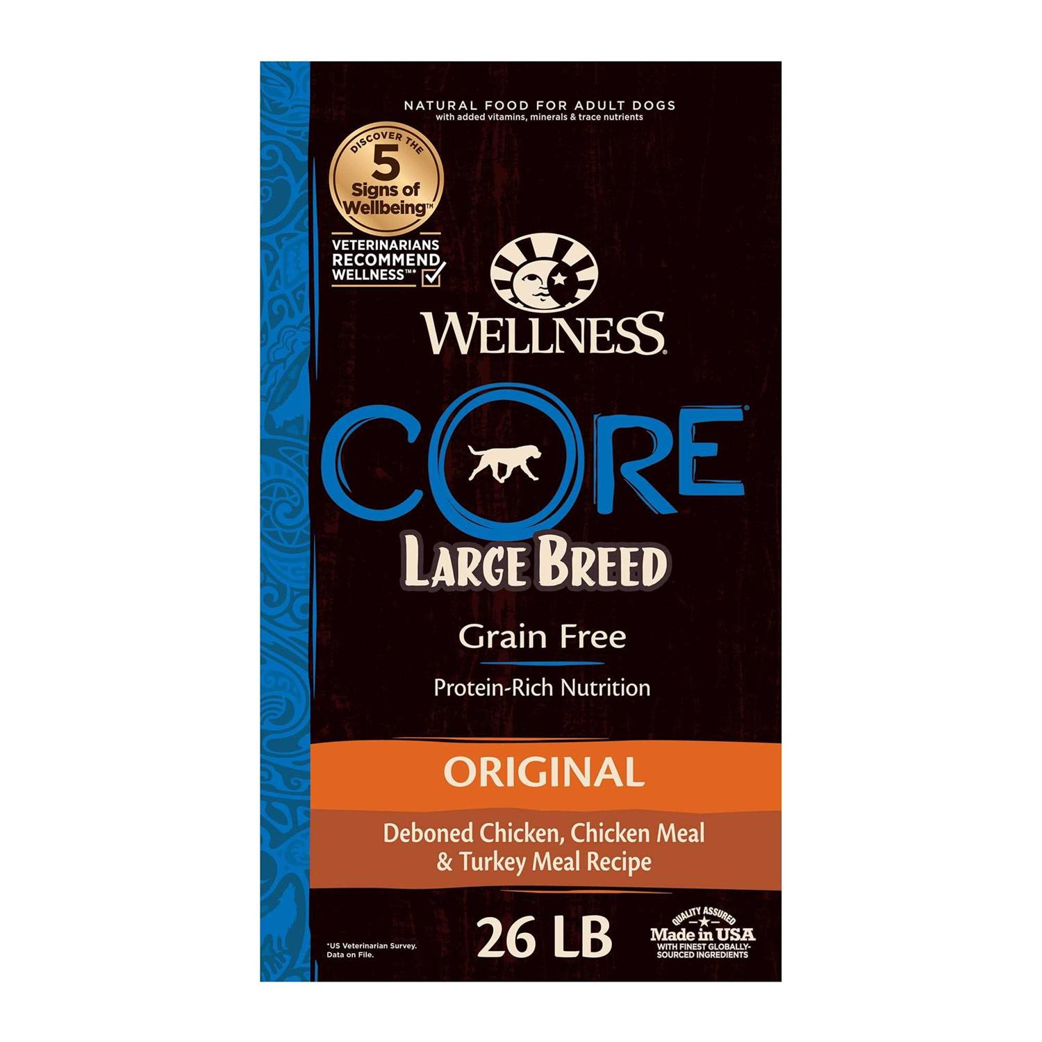 Wellness CORE Grain-Free Large Breed Chicken & Turkey Recipe Natural Dry Dog Food - Healthber