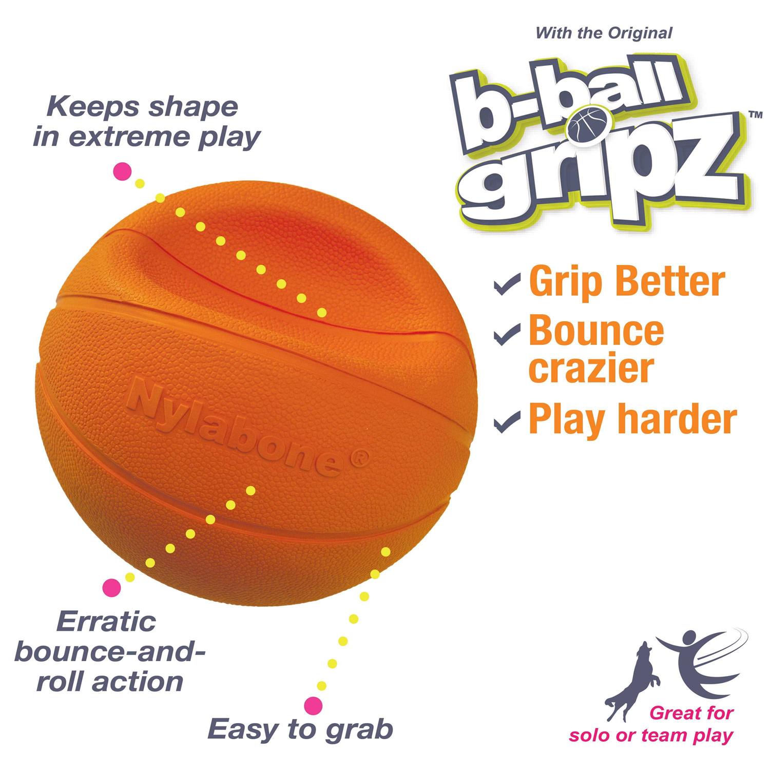 Nylabone Power Play Basketball B-Ball Gripz Dog Toy - Healthber