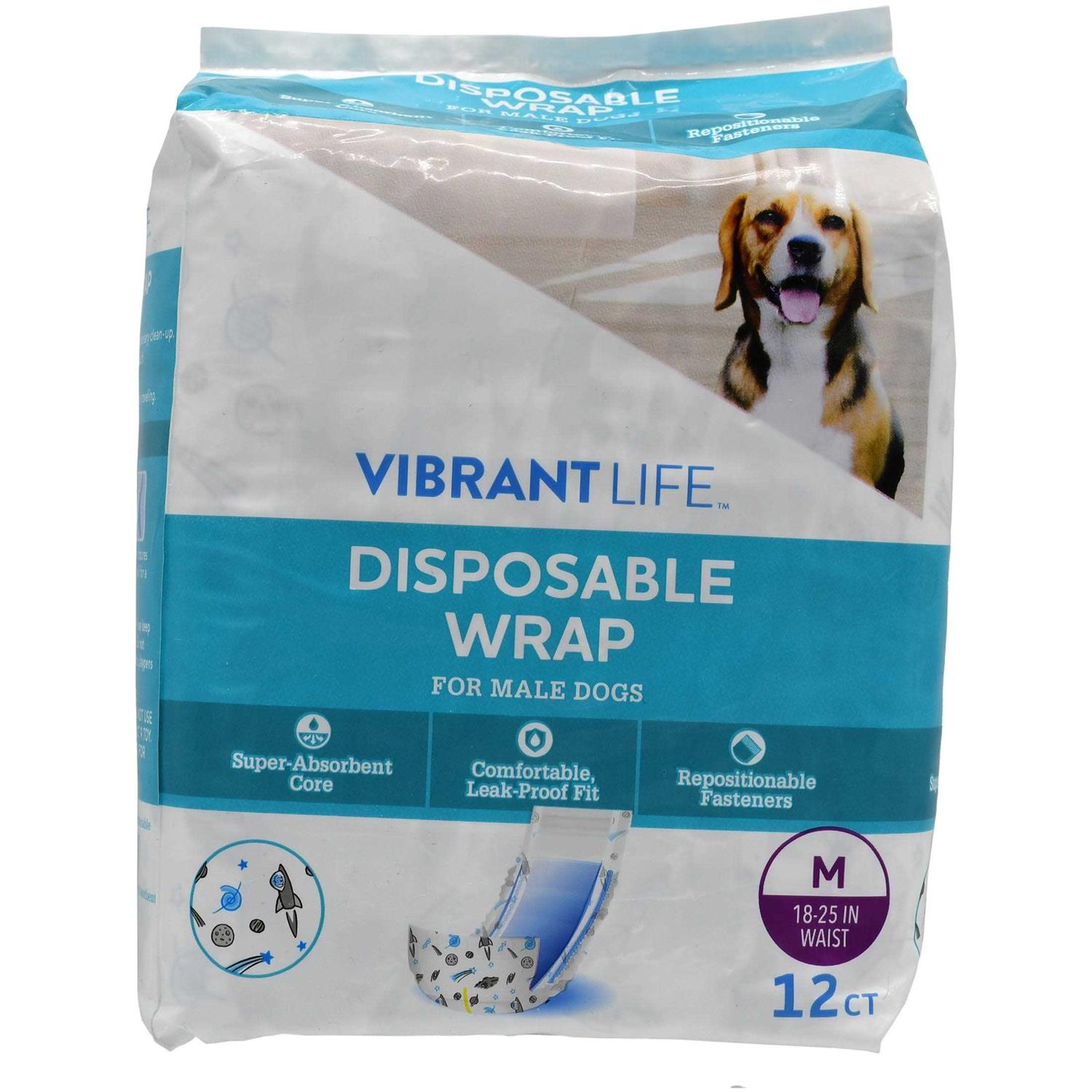 Vibrant Life Disposable Male Wraps for Dogs - Healthber