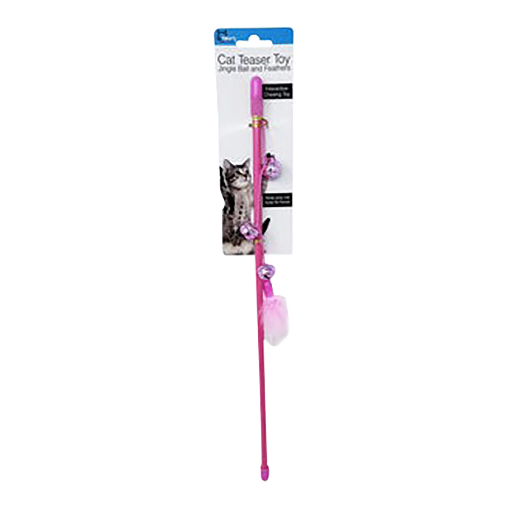 Cat Teaser Toy with Jingle Ball & Feathers - Healthber