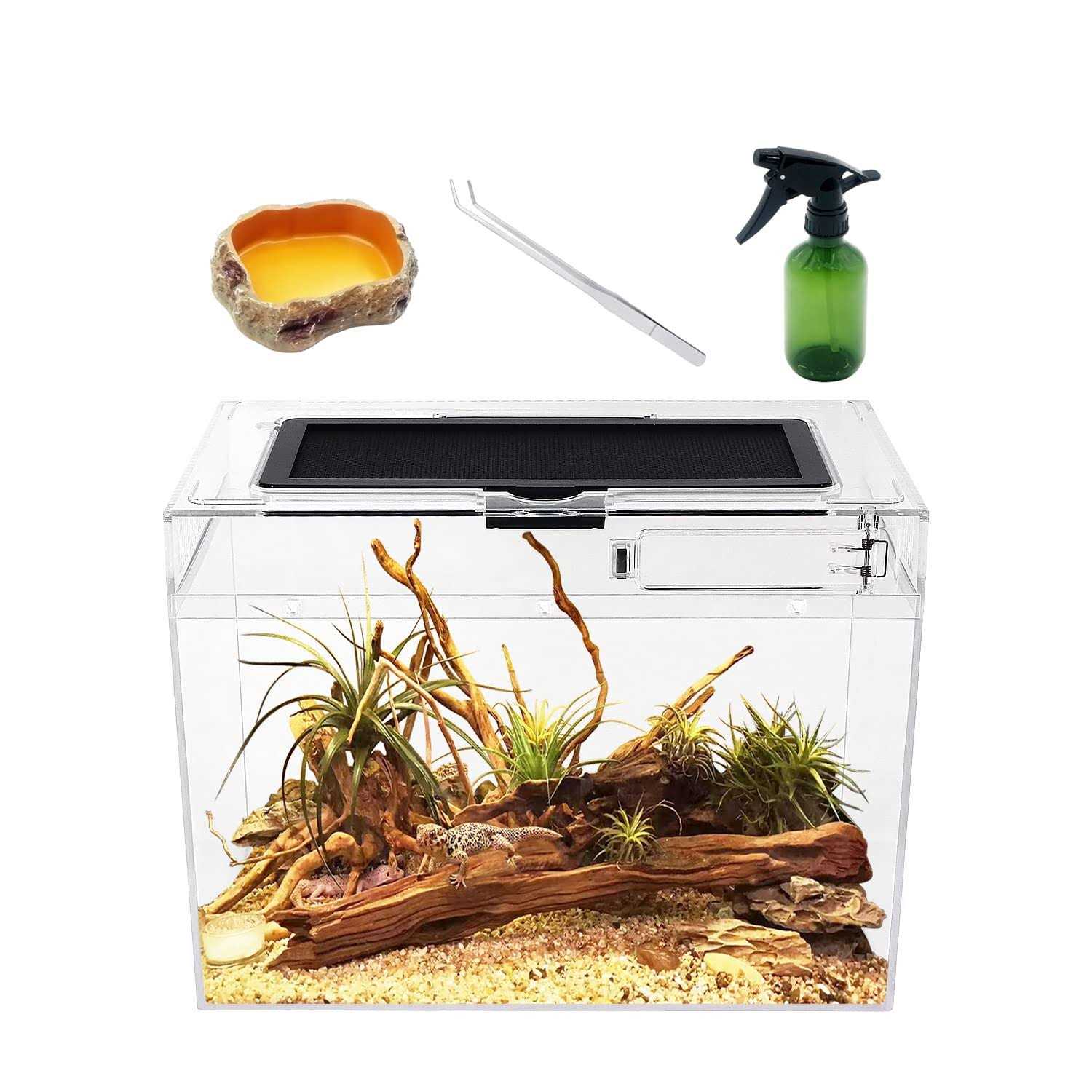 Reptile Growth Mini Reptile Terrarium Reptile Tank with Full View Visually Appealing,for Insect,Fish,Tarantula,Hermit crab,Jumping - Healthber