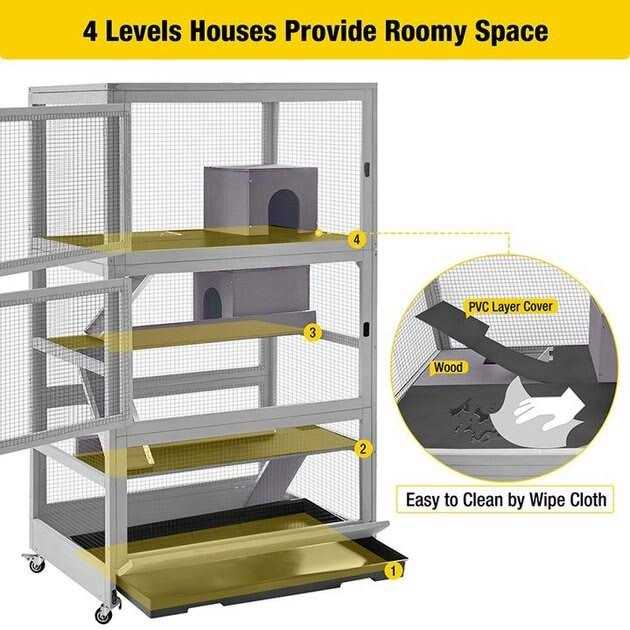 Aivituvin Large Wooden Chinchilla Ferret Cage AIR56 - Healthber
