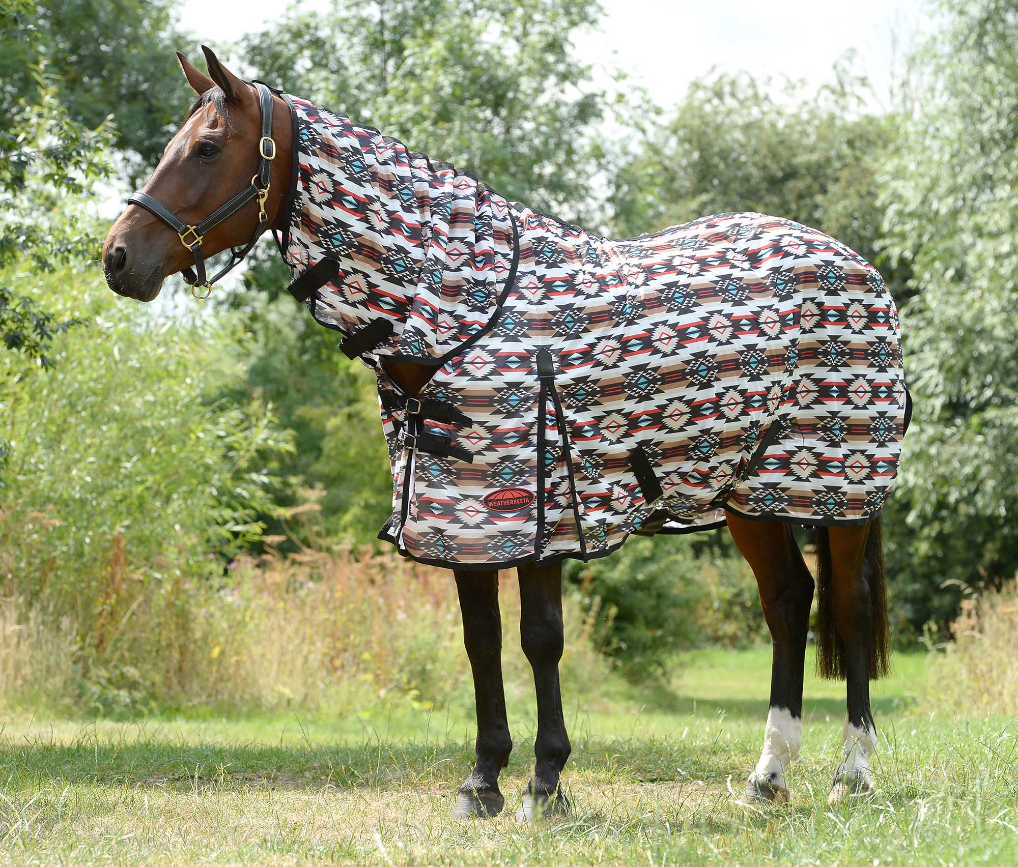 WeatherBeeta ComFITec Essential Mesh II Combo Neck Horse Fly Sheet, Diamond Navajo - Healthber