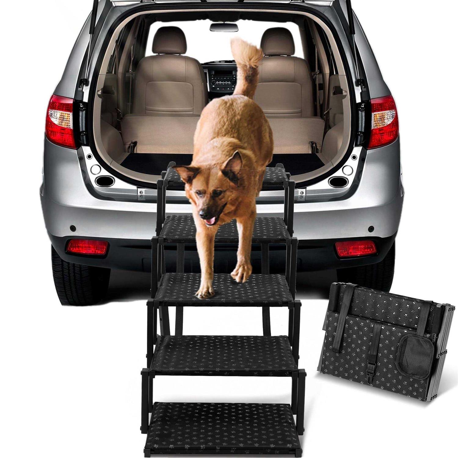 Dog Stairs for Car Foldable Dog Ramps for Large Dogs with Non Slip Surface, Portable Dog Steps for Cars and SUV - Healthber