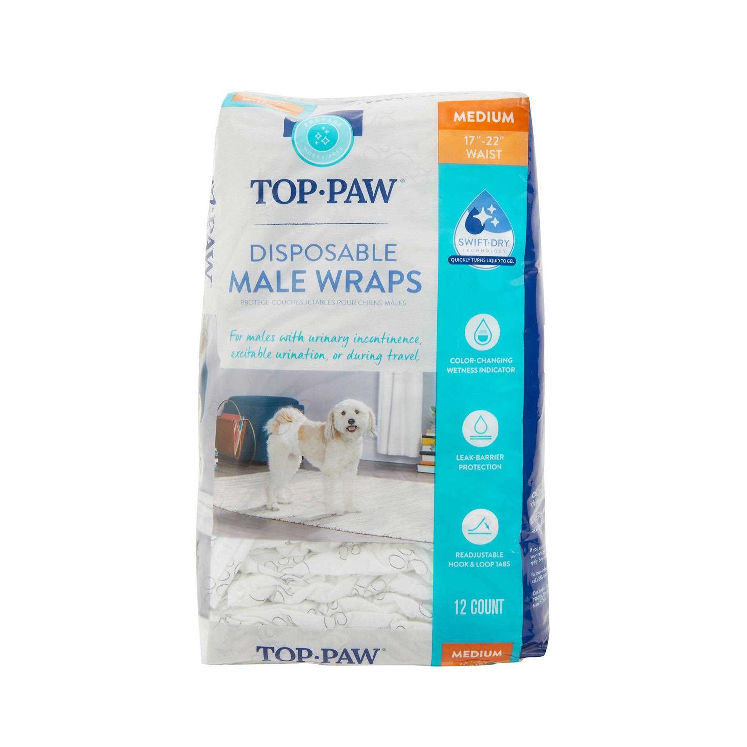 Top Paw Disposable Male Wrap Dog Diapers - Healthber