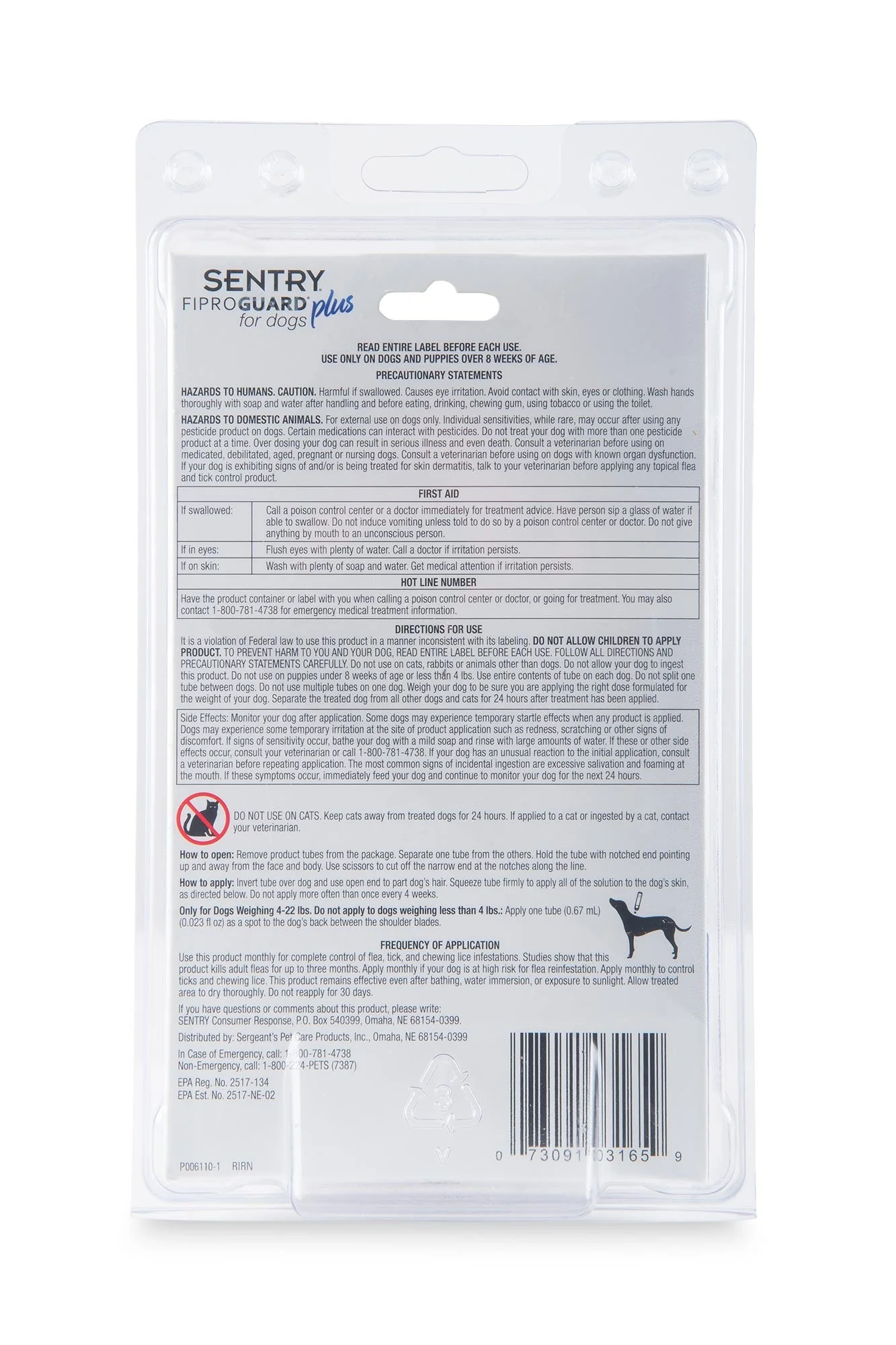 SENTRY Fiproguard Plus for Dogs, 6 Pack - Healthber