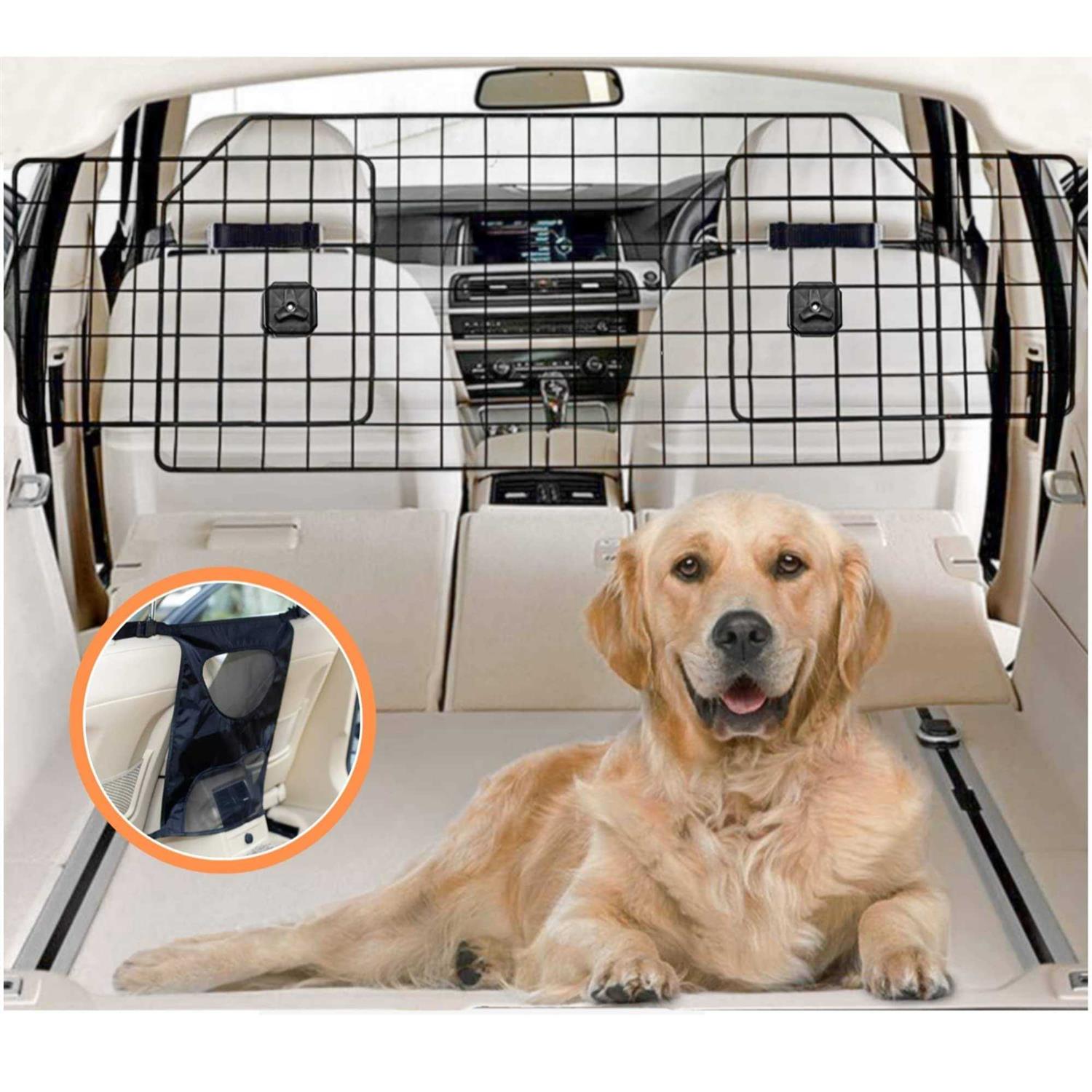 COLETA Dog Car Barrier for SUVs & Vehicles Adjustable Large Pet Barrier with Bonus Guard Mesh for Full Coverage. Heavy-Duty - Healthber