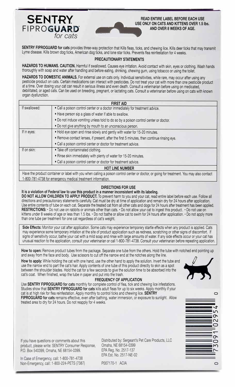 Sentry FiproGuard for Cats - Healthber