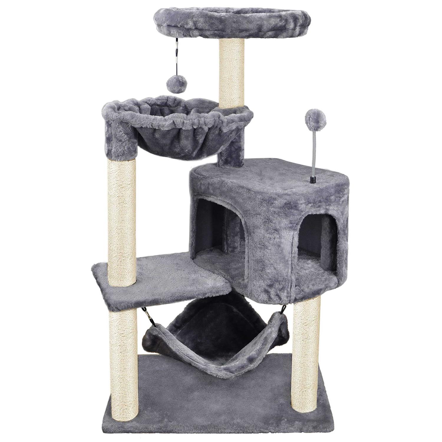YUNWEI Newest Cat Tree with Cat Condo and Big Hammock - Healthber