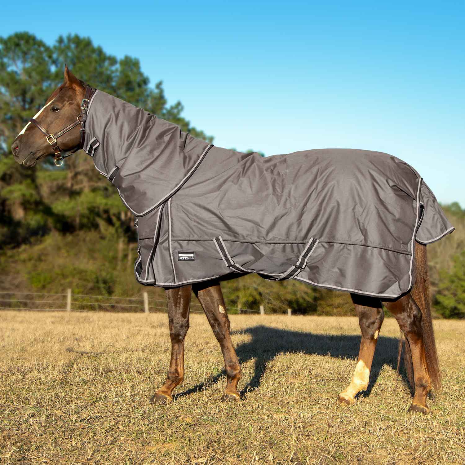 Poplar Head Defense 1680 Denier Turnout Blanket with Detachable Neck, 360 Gram, Plymouth Brown - Healthber
