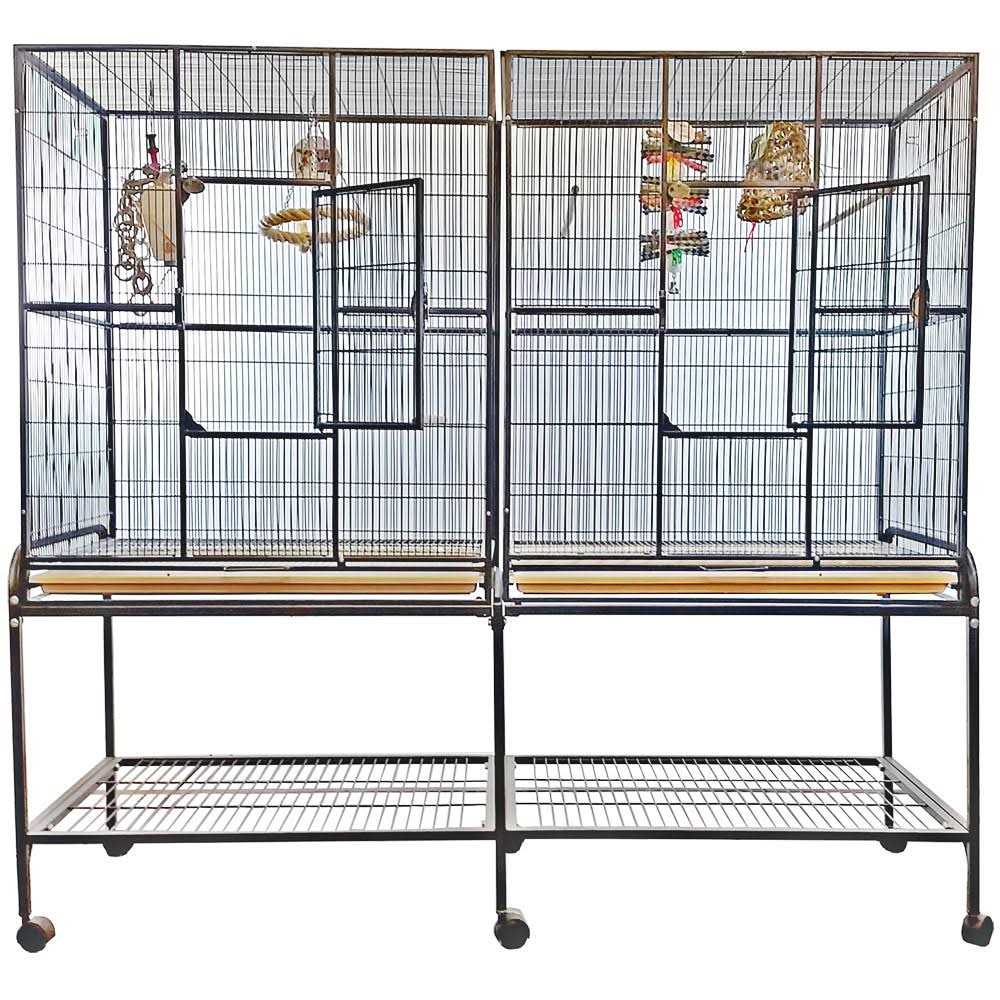 A E Double Flight Cage with Divider - Healthber