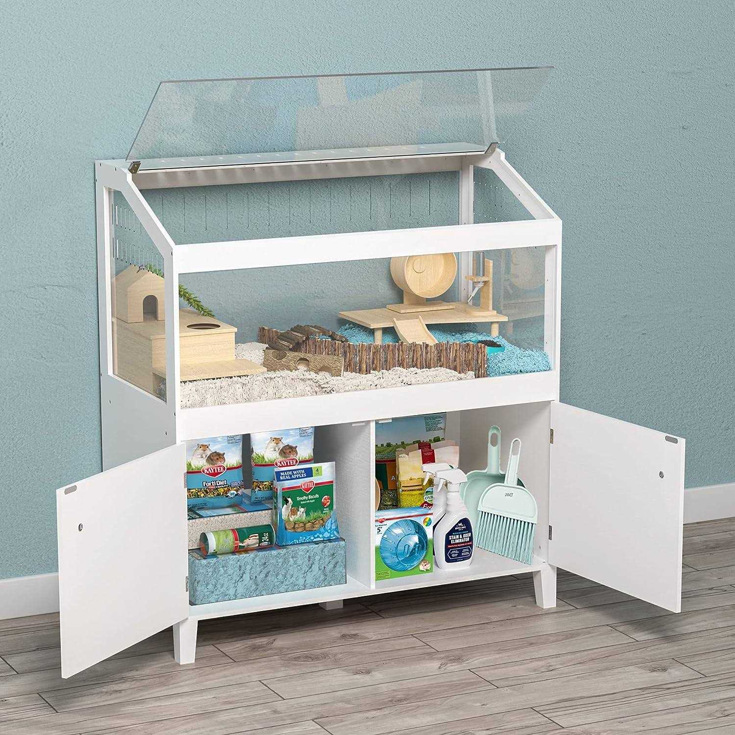 Gdlf Hamster Cage with Storage Cabinet Small Animal - Healthber