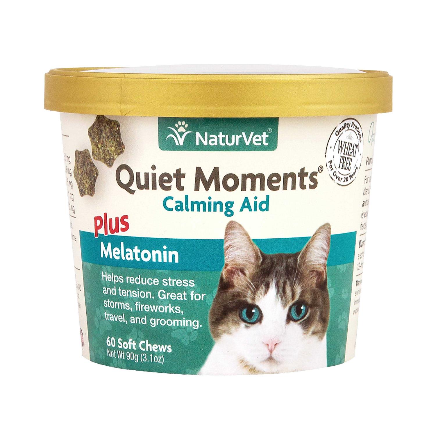 NaturVet Quiet Moments Calming Aid Plus Melatonin Soft Chews - Healthber