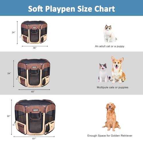 Jespet Portable Dog Exercise Pet Soft-Side Playpen - Healthber