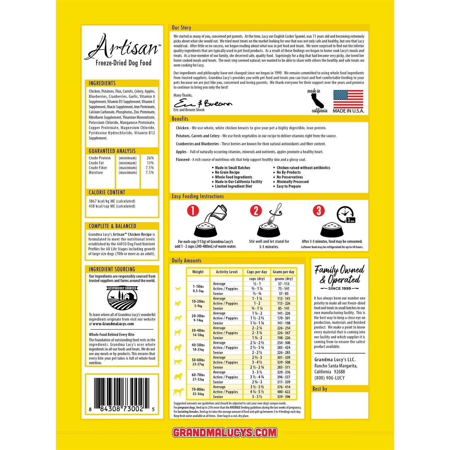 Grandma Lucy&s Freeze-Dried Grain-Free Artisan Chicken Dog Food - Healthber