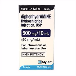 Rx Diphenhyrdramine (Generic) Injection for Dogs & Cats, 50mg/ml x 10mL - Healthber