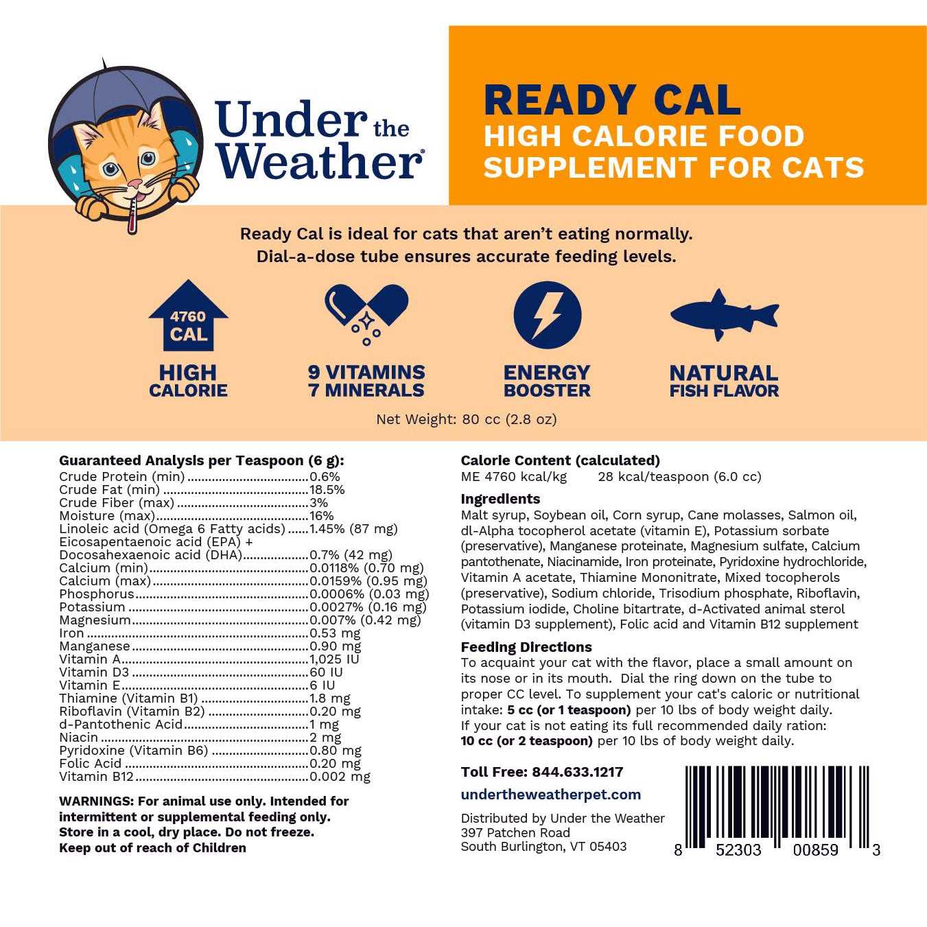 Under the Weather Ready Cal High Calorie Food Supplement for Cats - Healthber