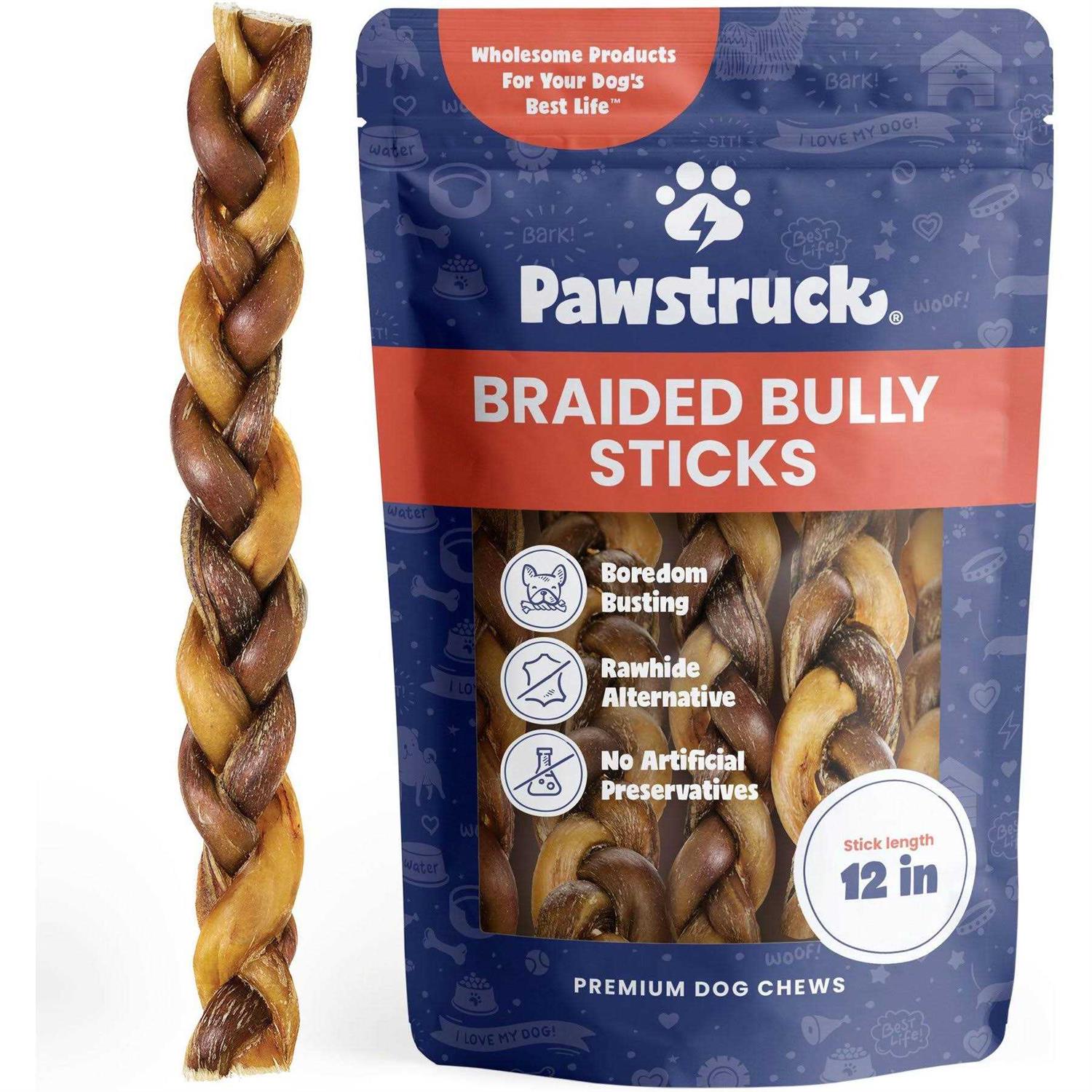 Pawstruck Braided Bully Sticks Dog Treats - Healthber