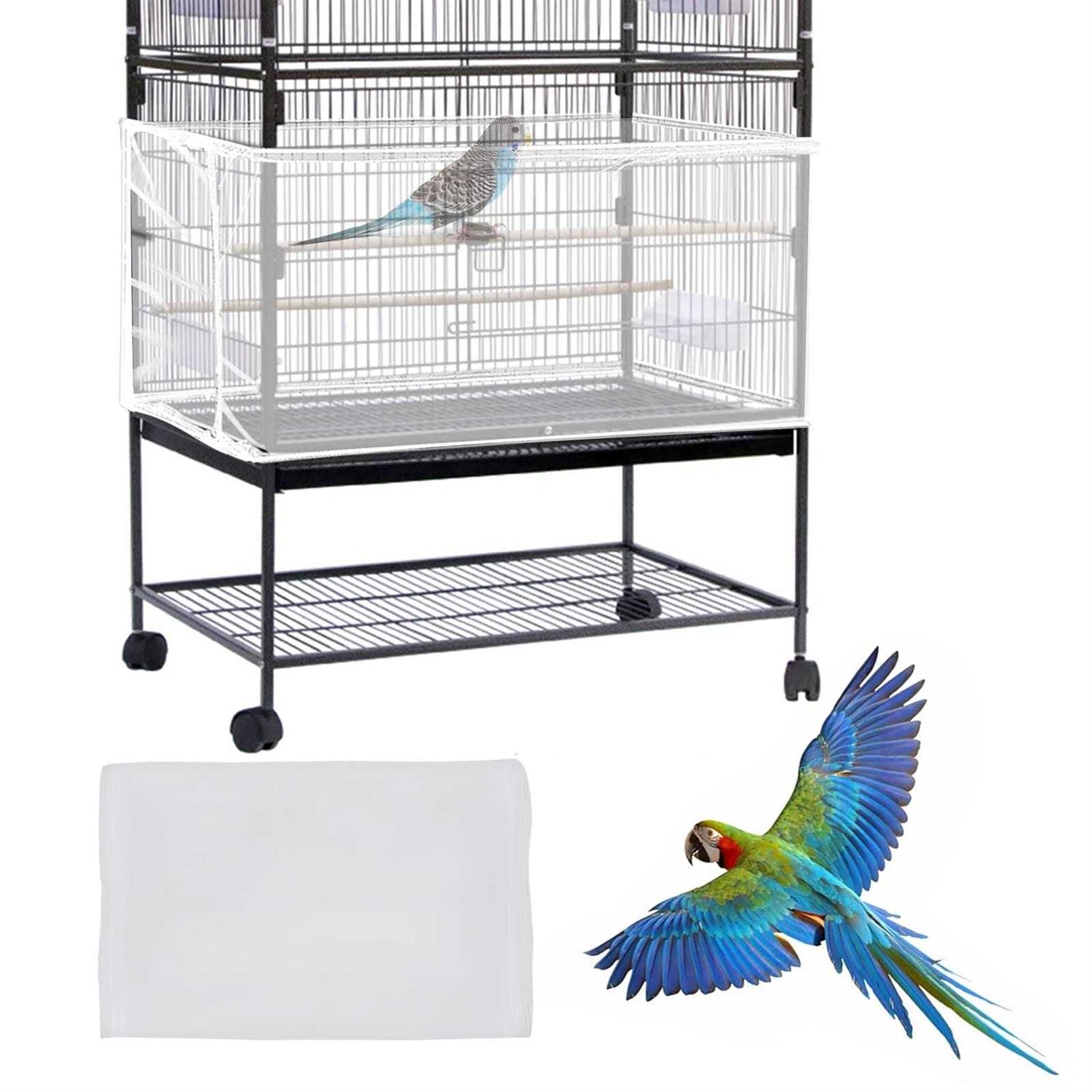 Daoeny Bird Cage Seed Catcher Large Bird Cage Cover Adjustable Soft Airy Nylon Mesh Net - Healthber