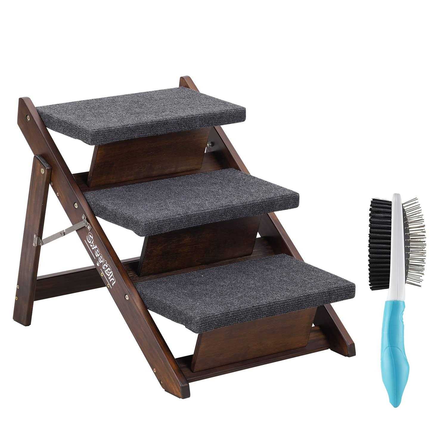 Sweetbin Wooden Pet Stairs/Pet Steps for All Dogs and Cats Up to 150Lbs - Healthber