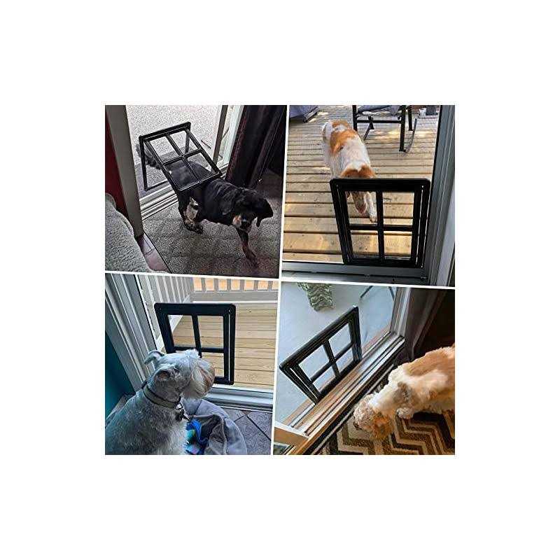 Namsan Pet Door for Screen Door Sliding Dog Screen Door Inner Size 12 x 16 inches Lockable Doggy Door Magnetic Automatic Closing - Healthber