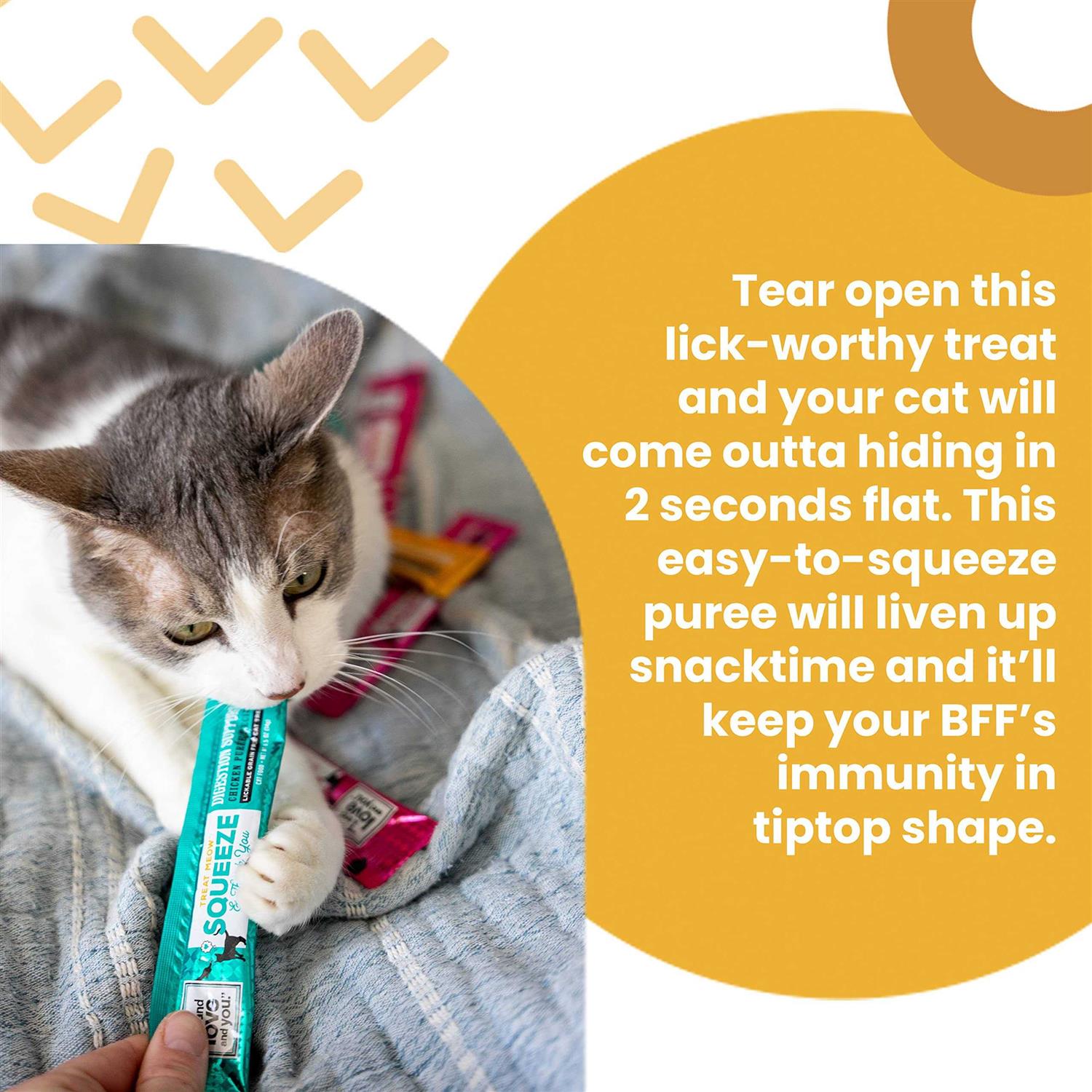 I and love and you Treat Meow Squeeze & Thank you Immune Support Cat Treat Pure - Healthber