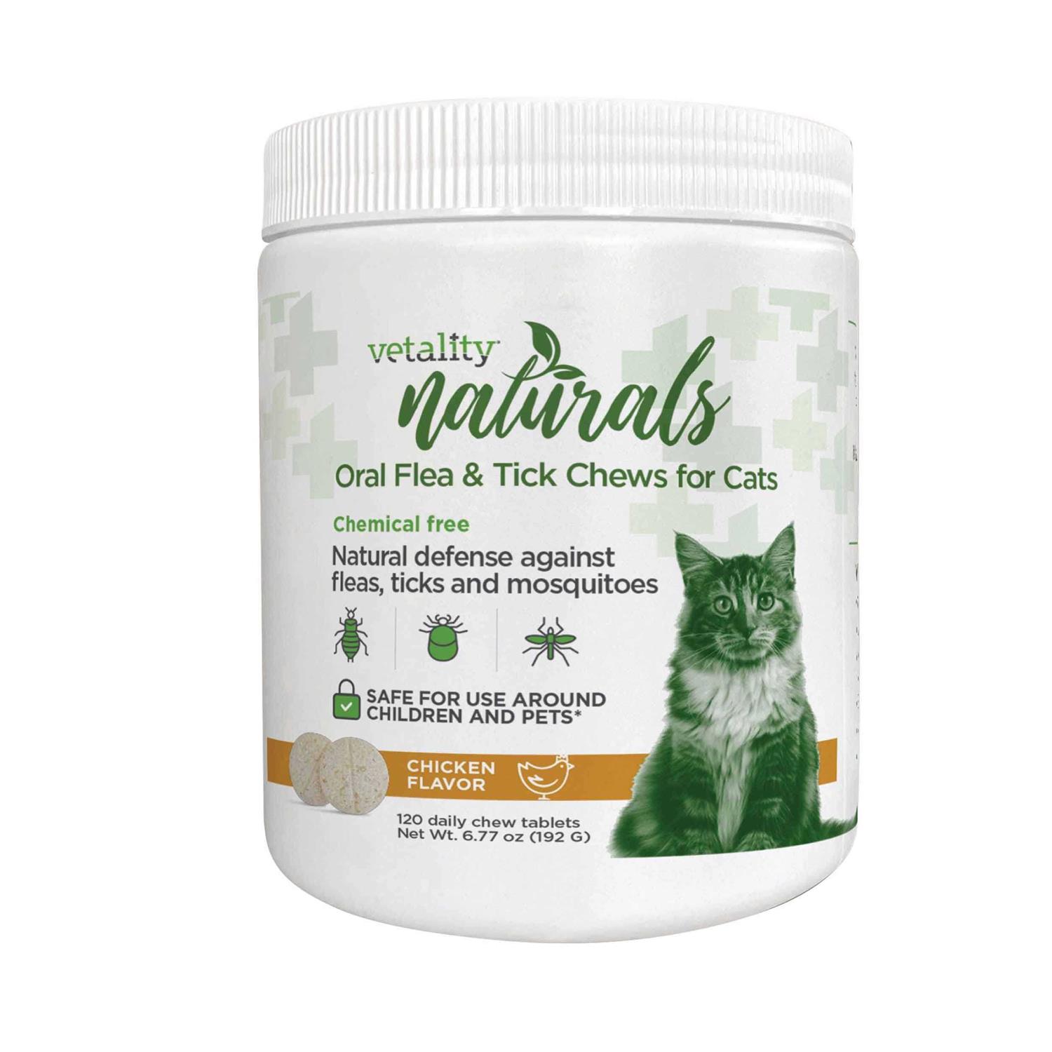 Vetality Naturals Oral Flea & Tick Chews for Cats 120 ct - Healthber