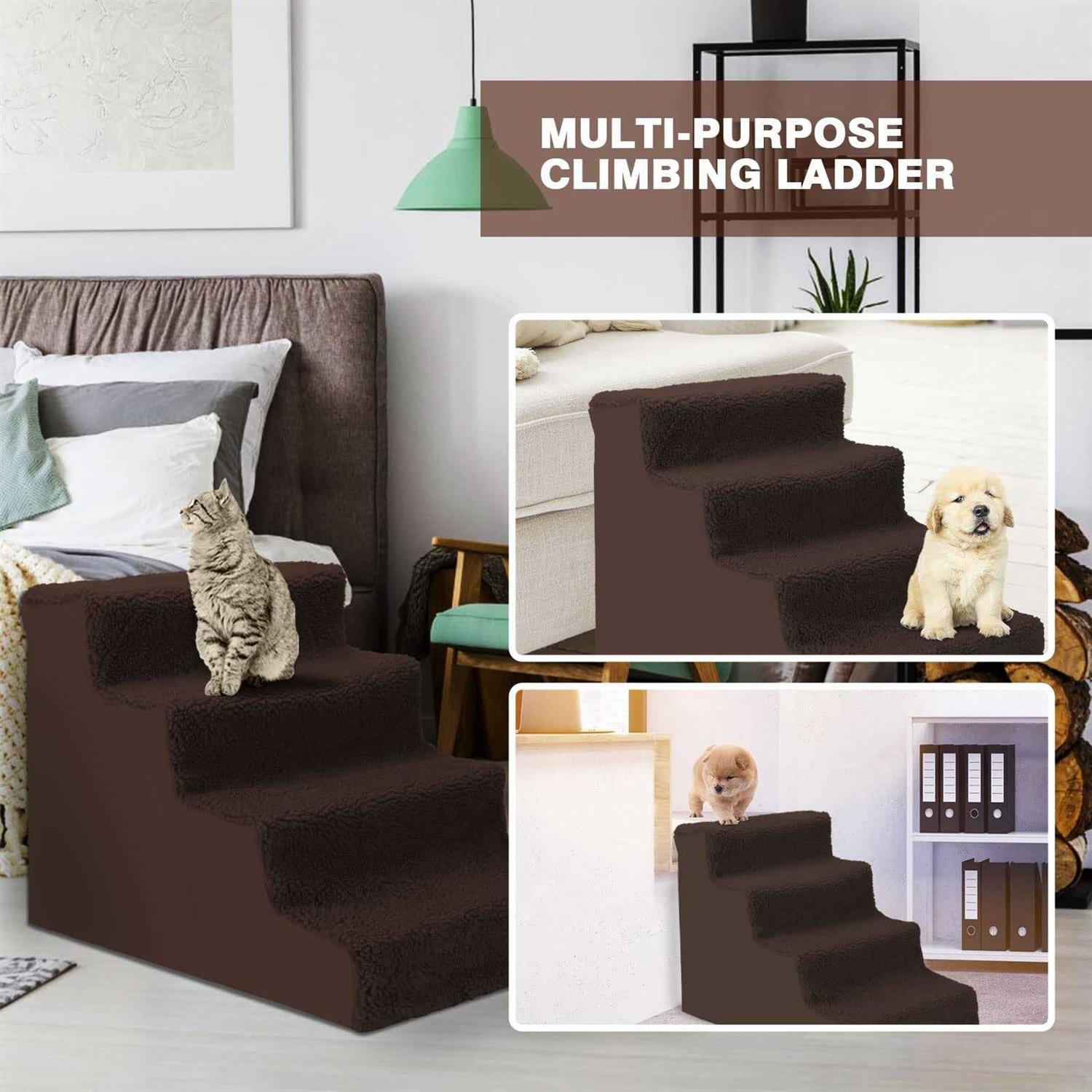 Topmart Dog Stairs&Steps for Small Dogs & Cats,Non-Slip 4 Tiers Plastic Dog Rampladder - Healthber