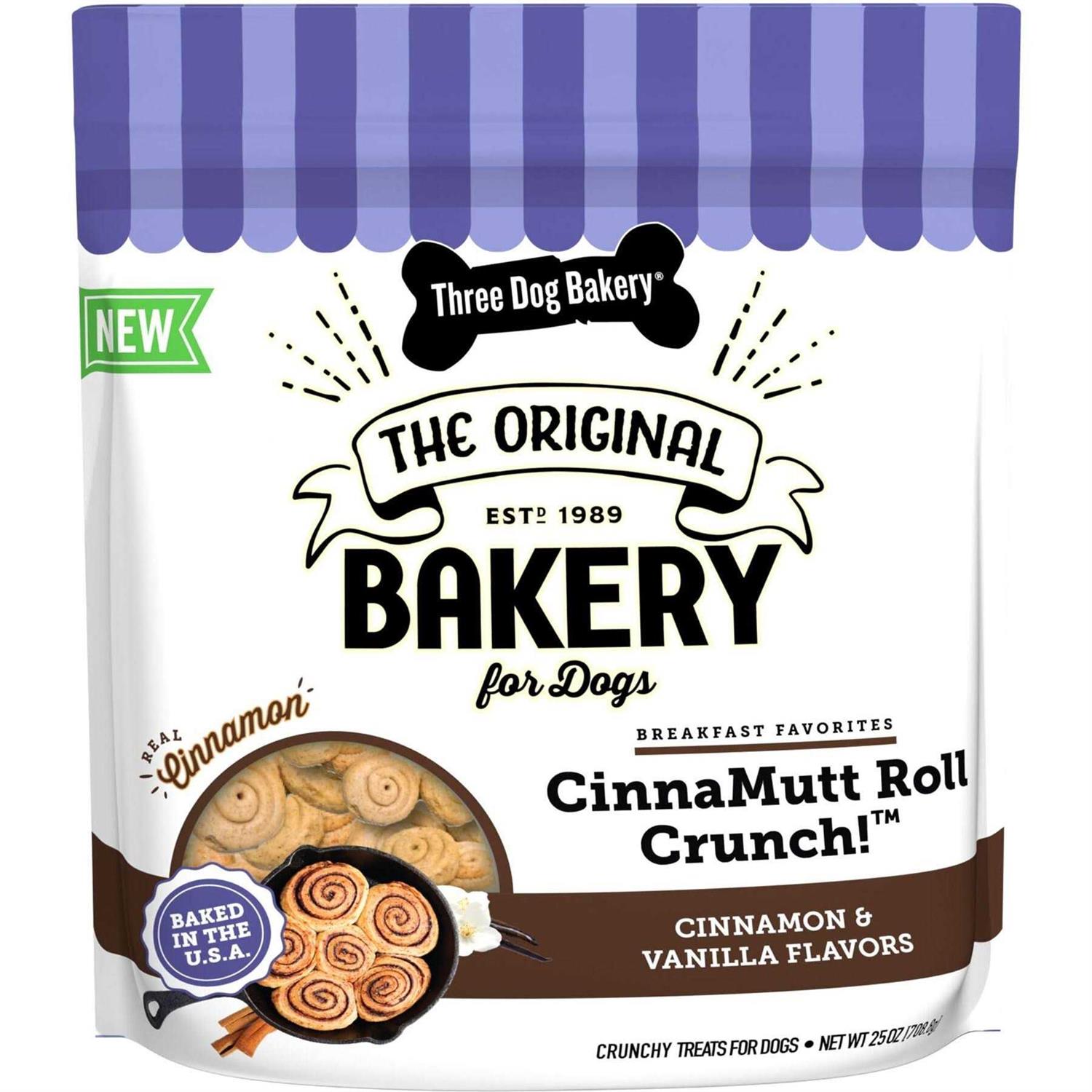 Three Dog Bakery Cinnamutt Roll Crunch Dog Treat - Healthber