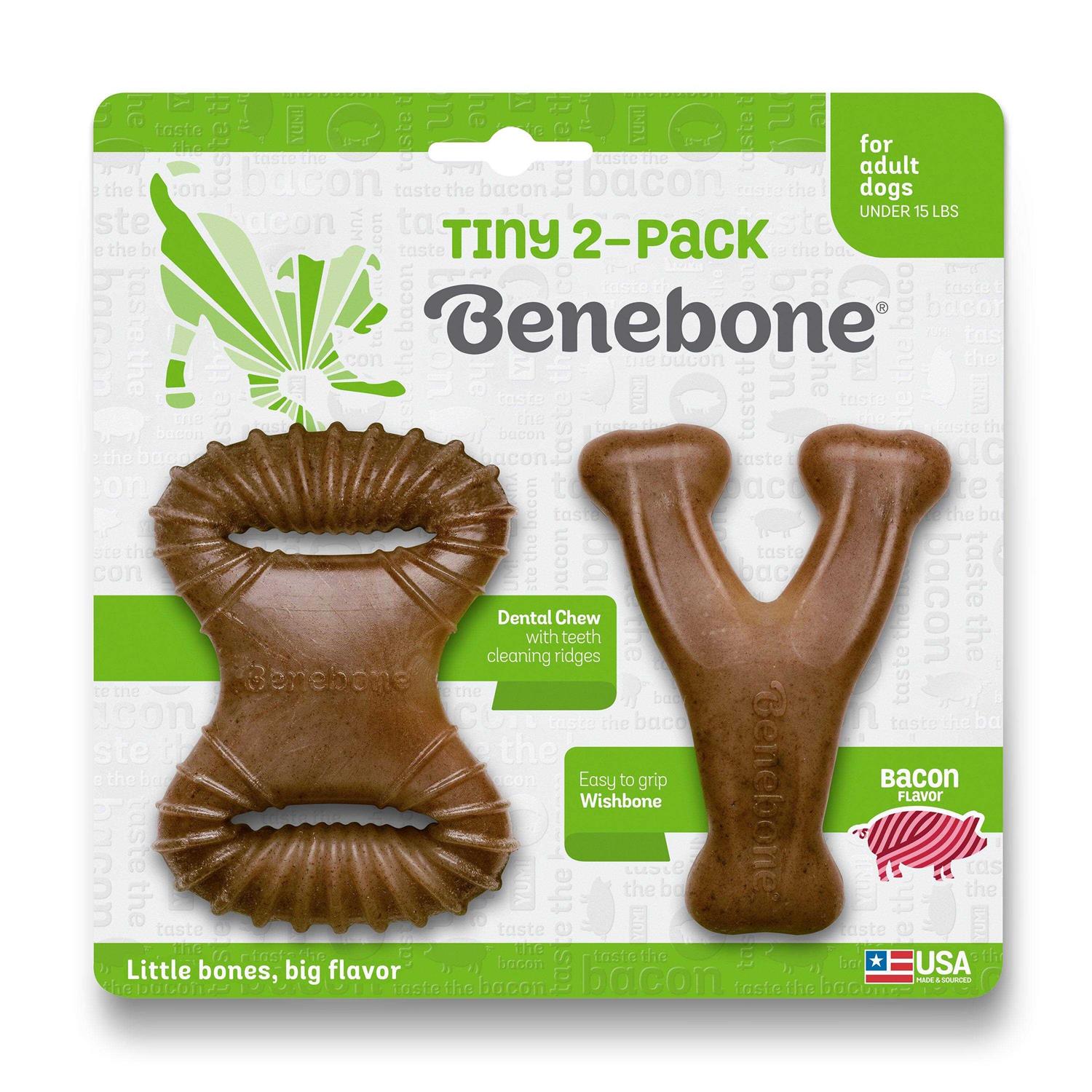 Benebone Tiny 2 Pack Bacon Dog Chew Toy - Healthber